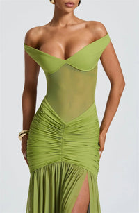 Off-shoulder Ruched Backless Sexy Maxi Dress