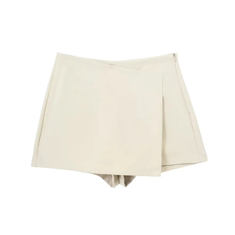 High Waist Mini Asymmetric Skort