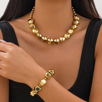 Irregular Geometric CCB Beads Choker Necklace Charm Bracelet Set