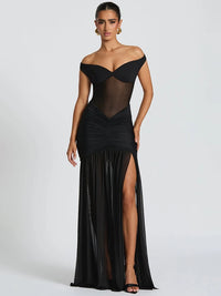 Off-shoulder Ruched Backless Sexy Maxi Dress