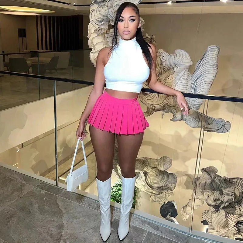 Sexy Mini A- Line Pleated Skirt