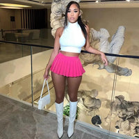 Sexy Mini A- Line Pleated Skirt