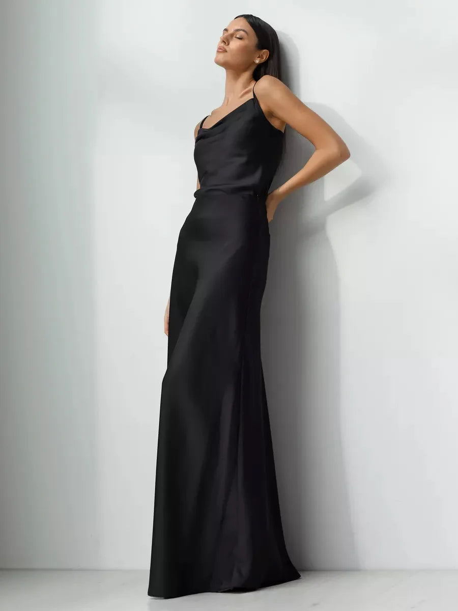 Casual Satin  Loose High Waist Maxi Skirt