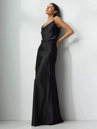 Casual Satin  Loose High Waist Maxi Skirt