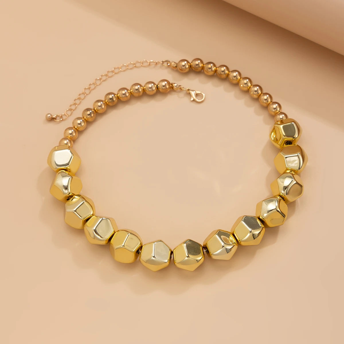 Irregular Geometric CCB Beads Choker Necklace Charm Bracelet Set
