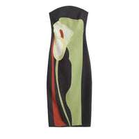 Strapless Backless Printed Long Dress