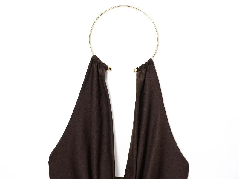 Gold Cuff Collar Sleeveless Bodysuits