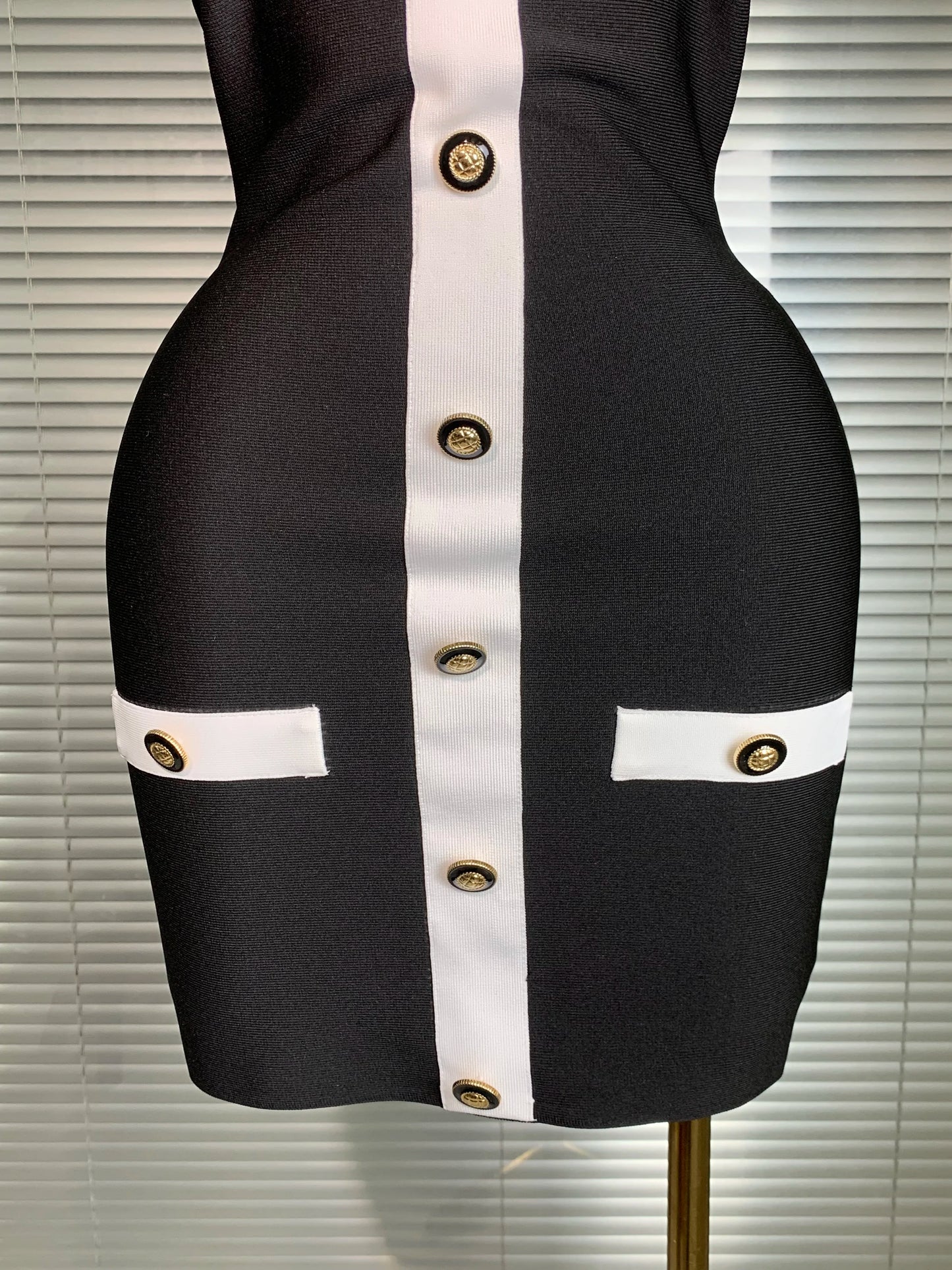 Sexy Halter Button Black Bandage Mini Dress