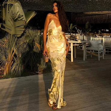 Gold Effect Maxi Dress