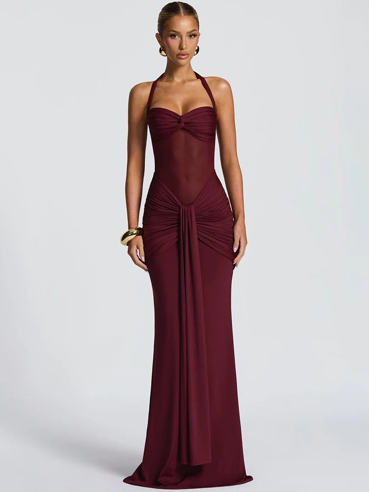 Midnight Muse Draped Maxi Dress