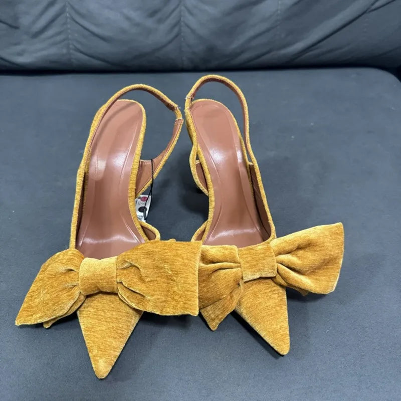 Slingback Butterfly-knot  Pointed toe Thin Heels