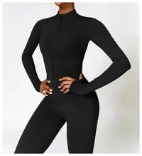 Long Sleeved One-piece Zipper Jumpsuit