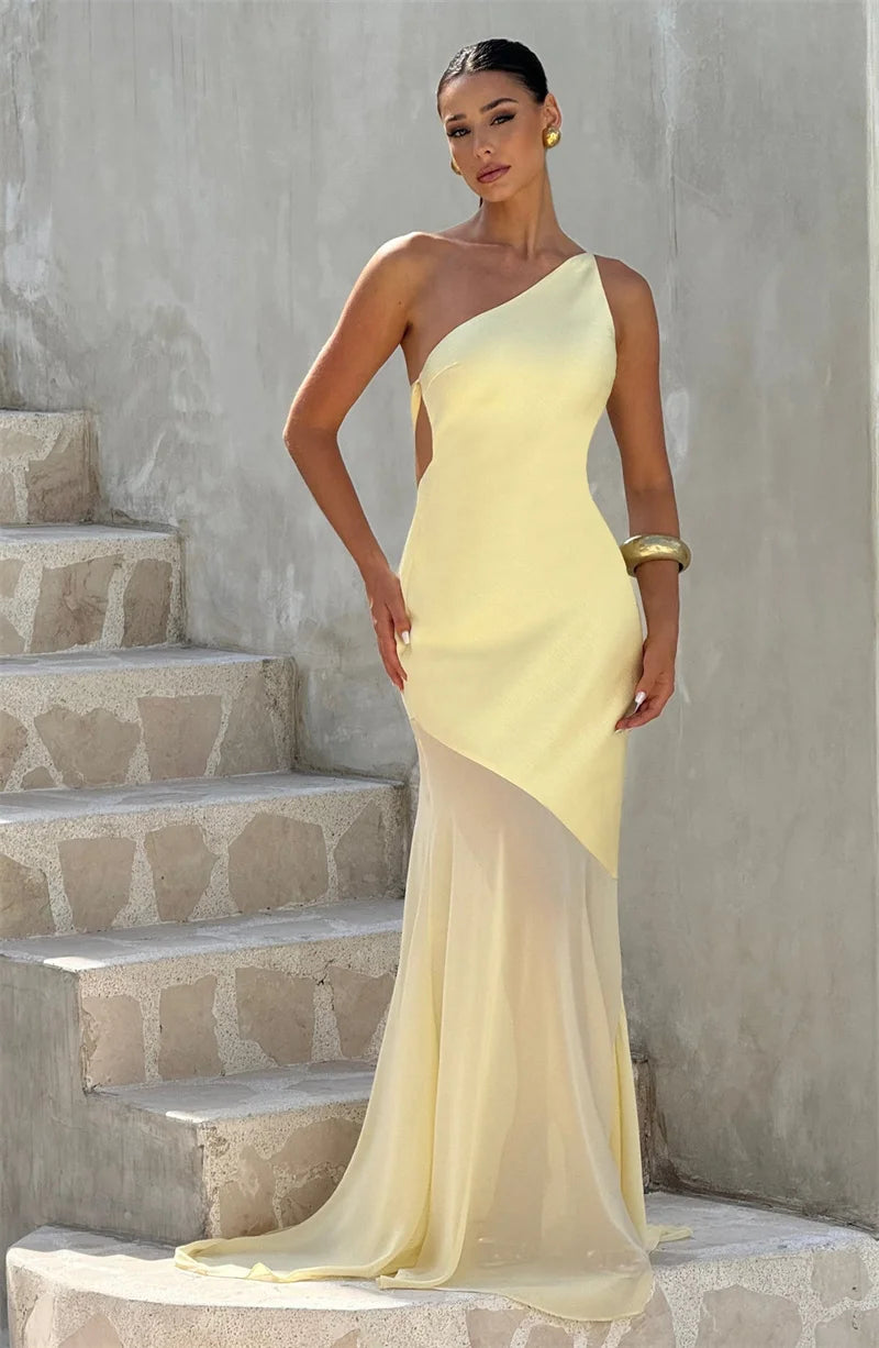 One Shoulder Backless Sexy Maxi Dress