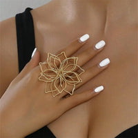 Gold Color Round Hollow Out Flower Ring