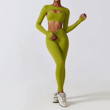 Crop Top Long Sleeve Leggings Set