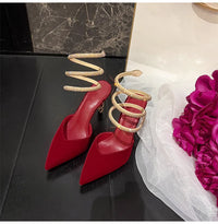 Luxury Rhinestones Snake Coiled Pumps