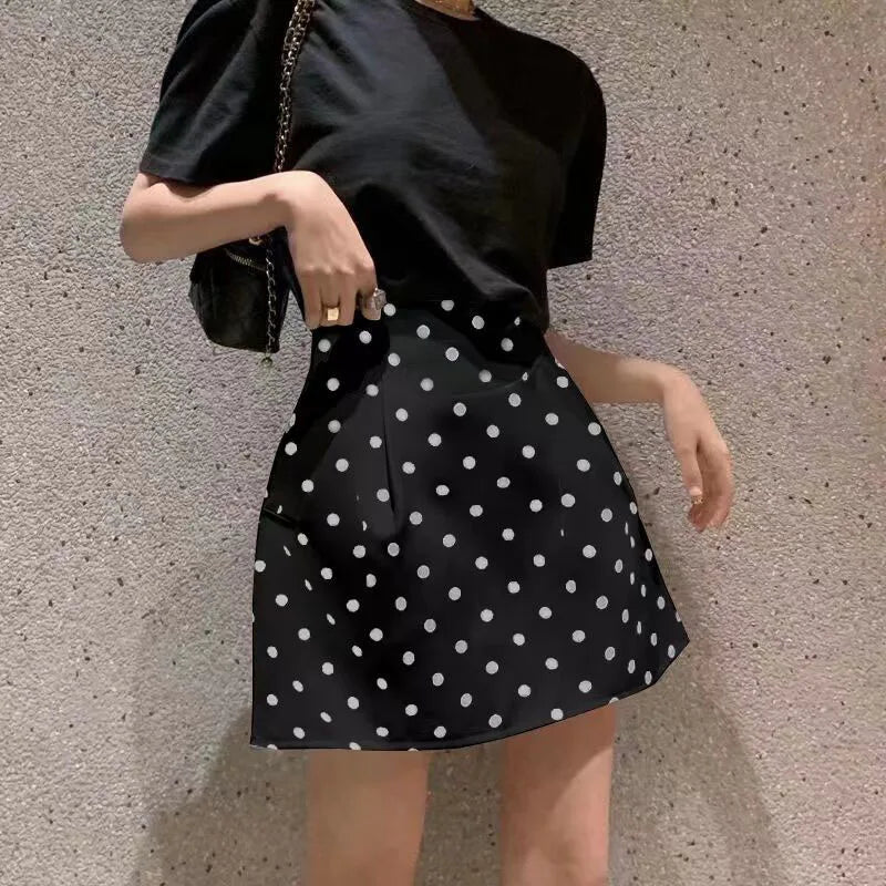 High Waist Polka Dot A-Line Puffy Mini Skirt