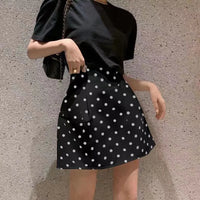 High Waist Polka Dot A-Line Puffy Mini Skirt