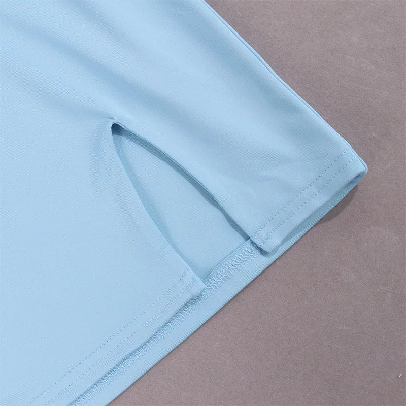 Square Collar Full Sleeve Crop Top+Mini Skirt Set