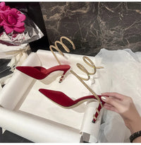 Luxury Rhinestones Snake Coiled Pumps