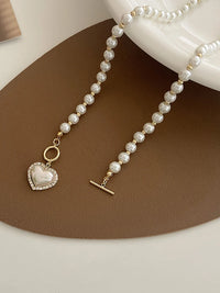 Heart Pendant Imitation Pearl Necklace