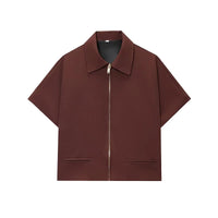 Short Sleeve Zipper Cropped Jacket