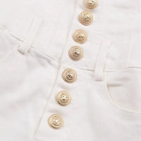 High Waist Single Breasted Tunic Solid Color Shorts