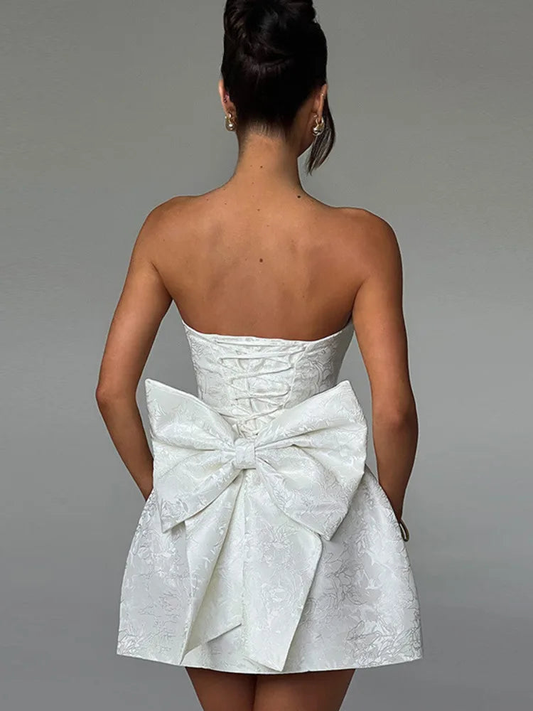 A-Line Strapless Bow Sexy Mini Dress