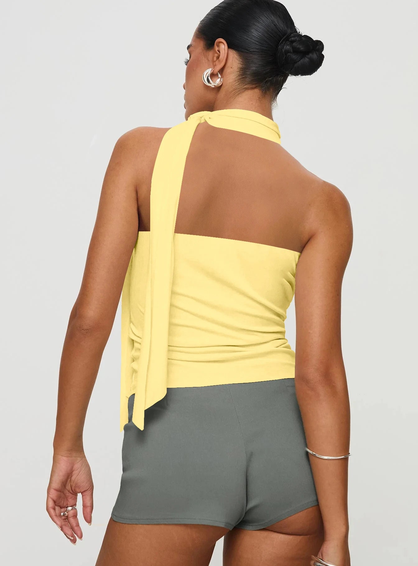 Sleeveless High Neck Tie Top
