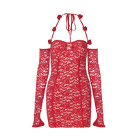 Red Lace Off-shoulder Mini Dress