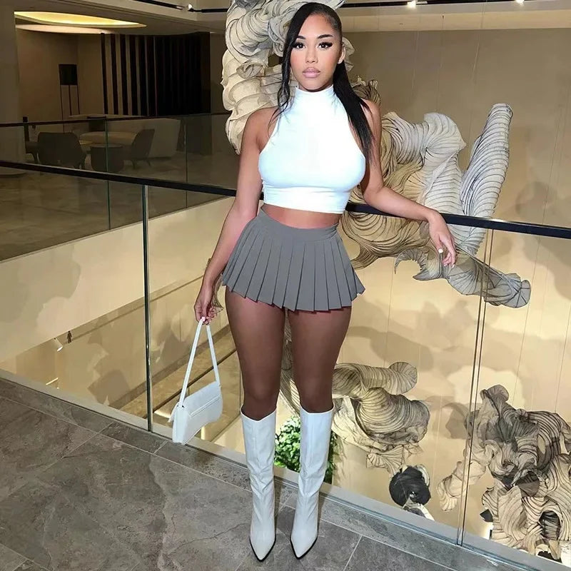 Sexy Mini A- Line Pleated Skirt