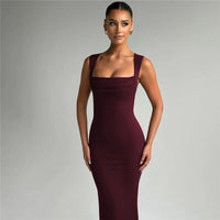 Square Collar Sleeveless Sexy Maxi Dress