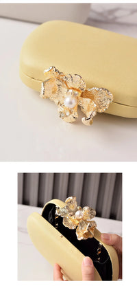 Metallic Flower Embellished Clutch Bag