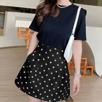 High Waist Polka Dot A-Line Puffy Mini Skirt