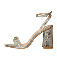 Rhinestone Chain Square Toe Thick Heels