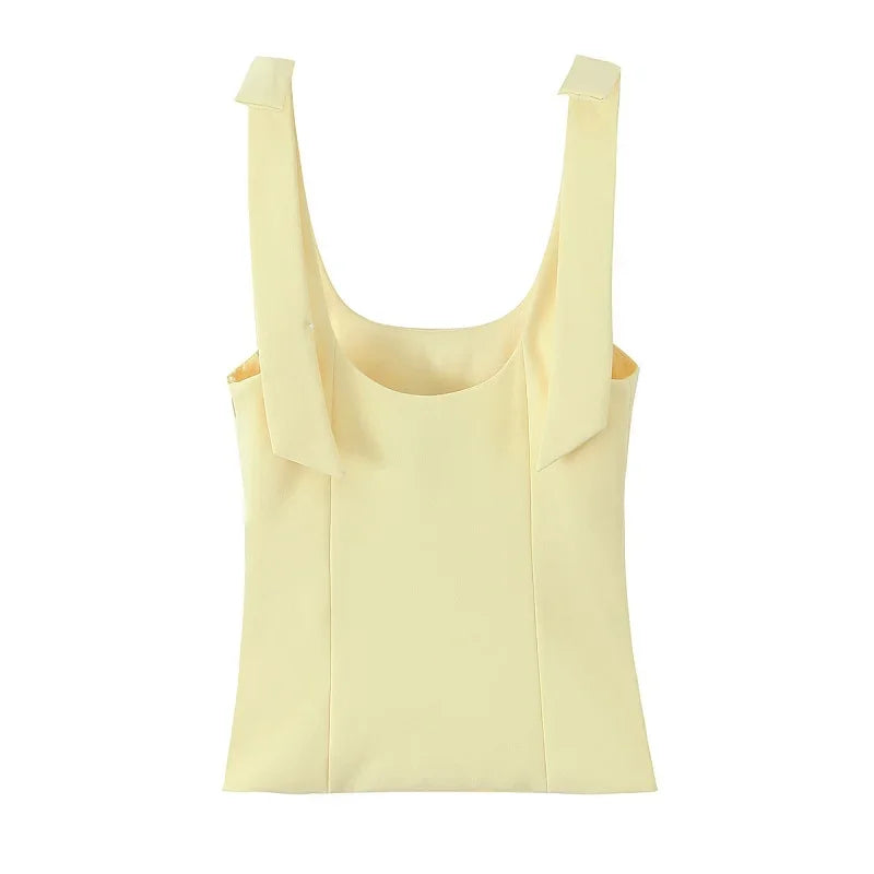 Shoulder Bow Sleeveless Top