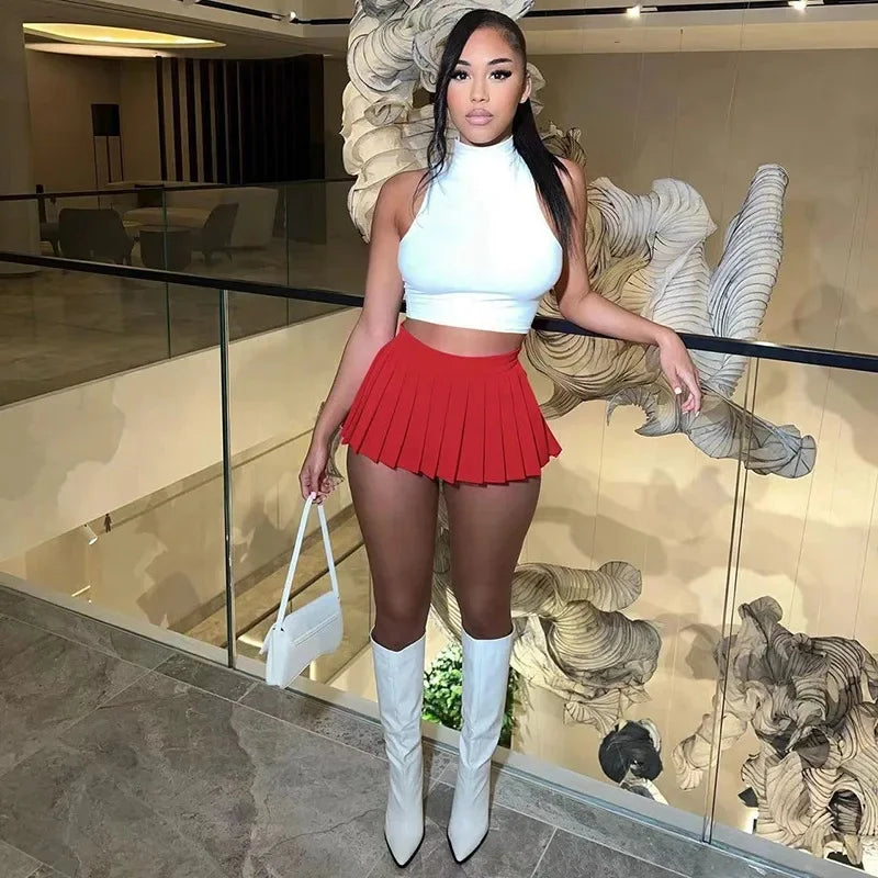 Sexy Mini A- Line Pleated Skirt