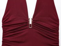 Sexy Ruched Backless  Halter Crop Top