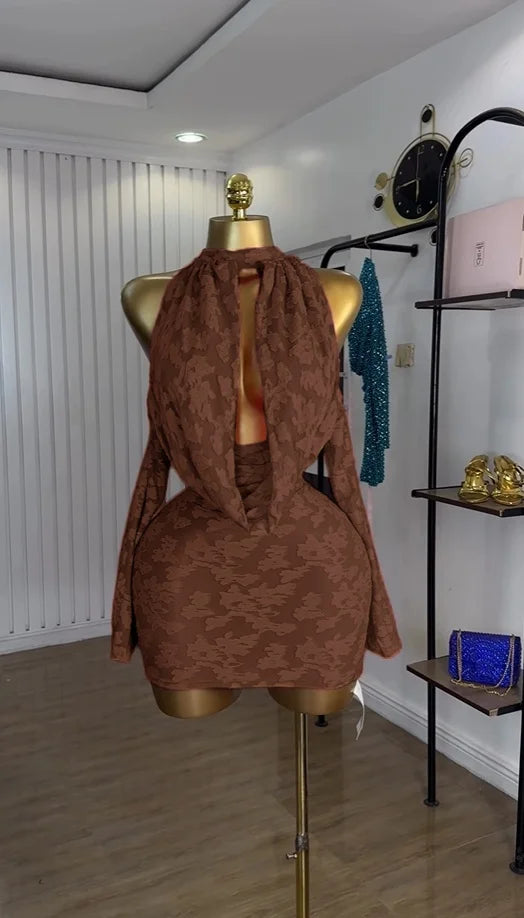 Floral Bodycon Backless Mini Dress