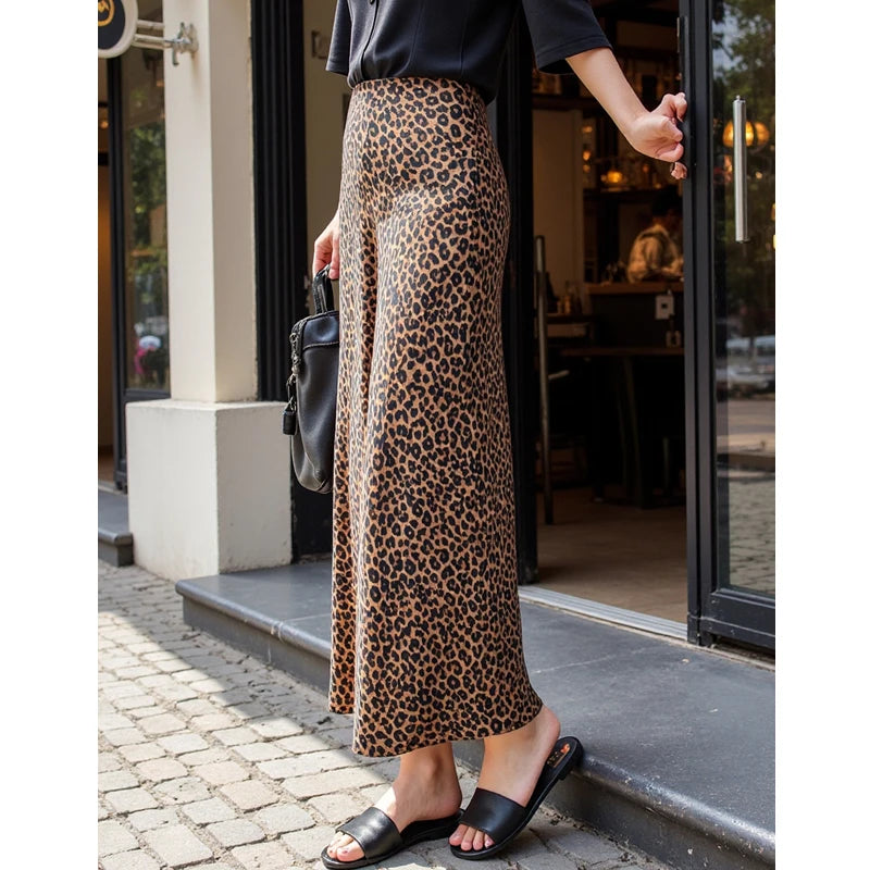 Leopard Print Long Skirt