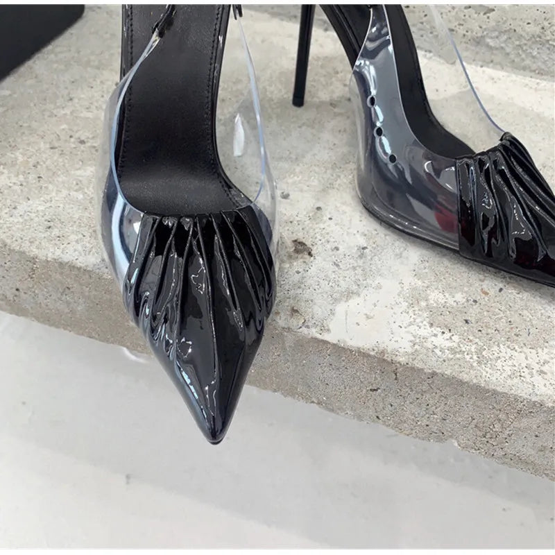 Star Style Pleat Design Elegant Stiletto Heels