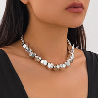 Irregular Geometric CCB Beads Choker Necklace Charm Bracelet Set