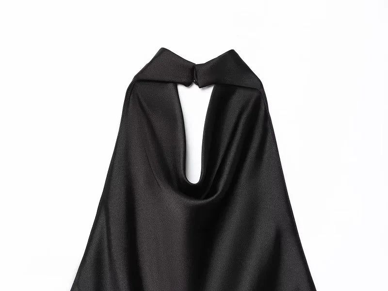 Satin Halter Backless Top