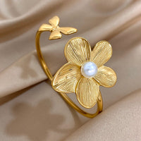 Double Flower Cuff Bracelet