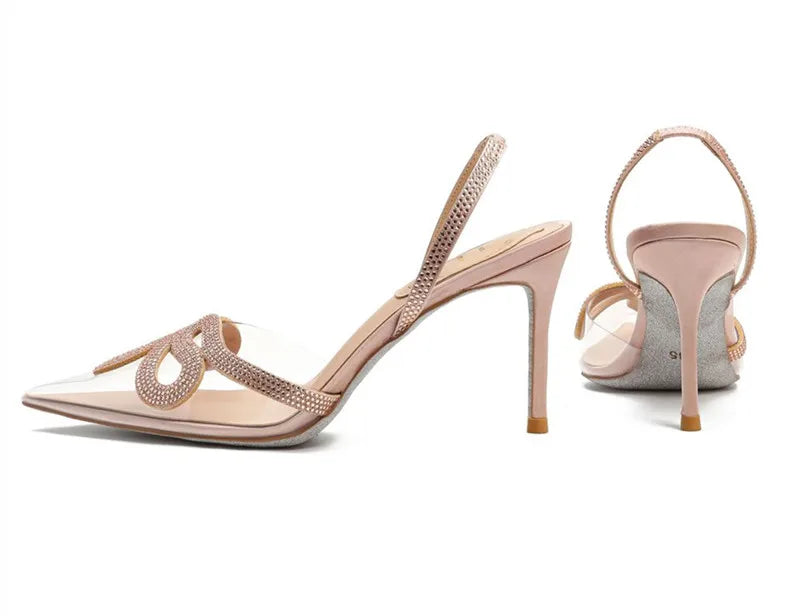 Luxury Rhinestones Transparent PVC Slingback Pumps