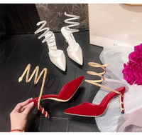 Luxury Rhinestones Snake Coiled Pumps