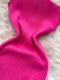 One Shoulder Solid Chic Knitted Mini Dress