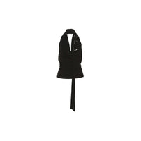 Simple Black Sexy Metal Halter Vest