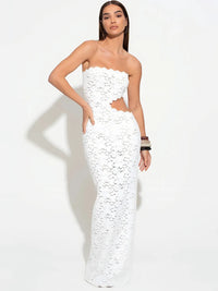 Lace Strapless Hollow Out  Maxi Dress