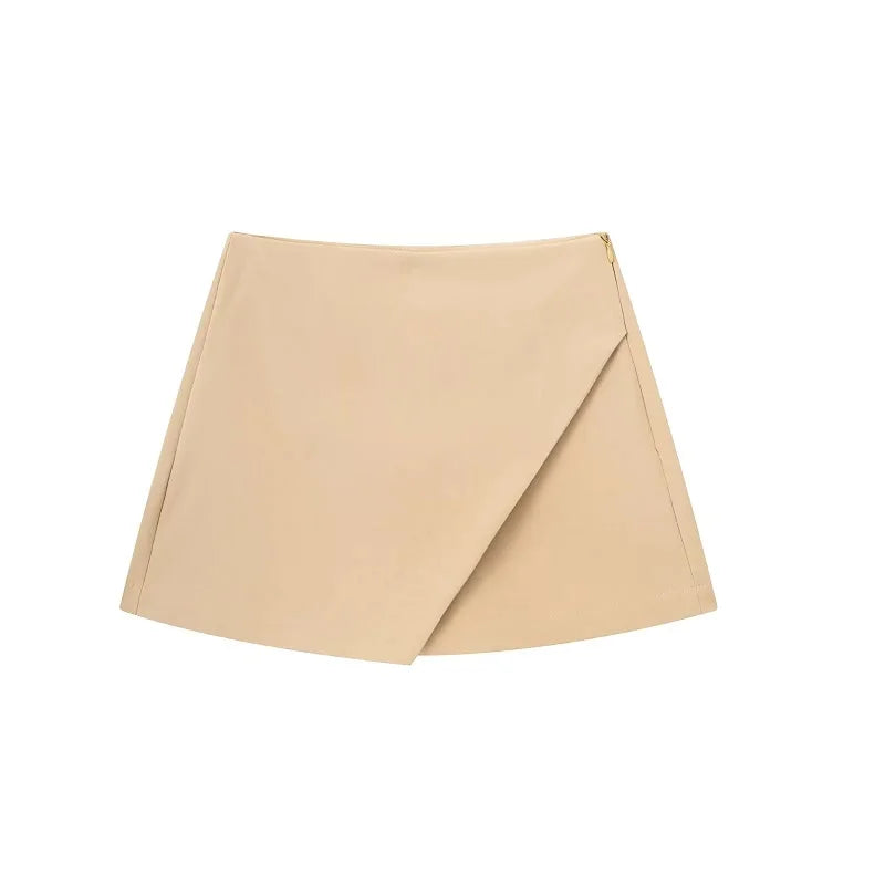 Asymmetric High Waist Mini Skort